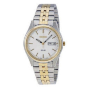 SEIKO 精工 SNE032 男士光动能手表 37mm 白盘 间金不锈钢带 圆形