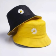 HXUN 小雏菊双面盆帽  黑黄