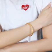 中国白银 磨砂999足银古法银手镯 送金箔福字小金条
