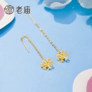老庙黄金 MKE101418K 金雪花耳线