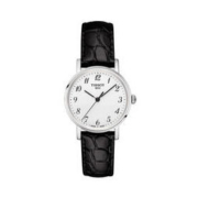 TISSOT 天梭 魅时系列 T109.210.16.032.00 女士石英手表 30mm 白盘 黑色皮带 圆形