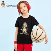 舒适透气！Hush Puppies 暇步士 儿童纯棉大logo圆领短袖