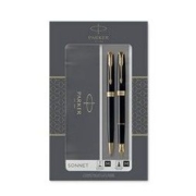 PARKER 派克 Sonnet卓尔 钢笔+圆珠笔 纯黑丽雅金夹 M尖
