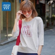 限码：JEANSWEST 真维斯 JW-03-272TB501 女装圆领印花七分袖T恤