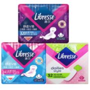 瑞典进口！libresse 轻曲线 无荧光剂超薄防漏棉柔卫生巾 56片组合装