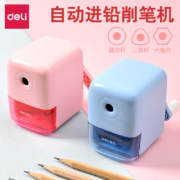 防滑底座，顺滑不卡笔：得力 自动进铅卡通卷笔刀