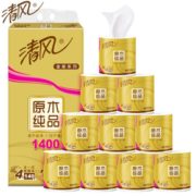 纸质更坚韧！Breeze 清风 原木金装卷纸 4层*140克*10卷