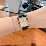 ANNE KLEIN 安妮·克莱因 AK-2706CHBK 女士方形皮表带石英表