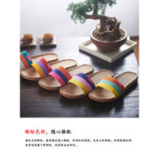 萱宜阁 亚麻情侣家居防滑拖鞋