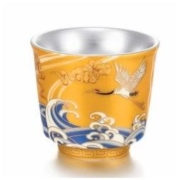 中国白银 延颈鹤望纯银品茗茶杯