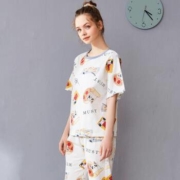 纤丝鸟 WHY9150007 卡通满印 女士纯棉家居服套装