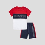限尺码：CONVERSE 匡威 男童拼色短袖套装