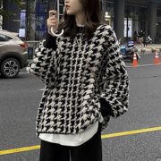 Tonlion 唐狮 62542FC0043222901 女士千鸟格宽松慵懒毛衫