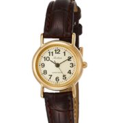 Citizen 西铁城旗下！Q&Q QA63-103 皮革表带女士腕表 金色 含税到手99.9元