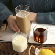 MINGSHANGDE 明尚德 透明玻璃杯方形杯子 400ml*2只装
