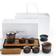 南山先生 枯山水 快客杯 便携套装 长方茶盘套装+茶漏+精装礼盒