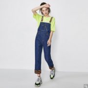Vero Moda 319364503 女士豹纹翻边背带裤