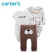 方便穿脱！ Carter's 孩特 婴儿卡通印花连身衣长裤套装3件套