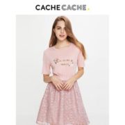 收腰显瘦！Cache Cache E-PINK 女士假两件连衣裙