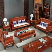 檀永林 红木家具 非洲花梨  实木沙发  六件套 三人沙发+双人沙发+单人沙发+边几2个+茶几1个