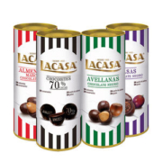 西班牙进口 乐卡莎 果仁黑巧克力豆罐装 130gx2件