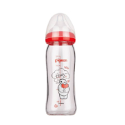 Pigeon 贝亲 Disney自然实感系列 AA150 玻璃彩绘奶瓶 240ml 大白拥抱款 3月+