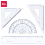 凑单品：deli 得力 71950 连中三元系列 绘图套尺 4件套