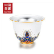 中国白银 珐琅彩瓷纯银品茗茶杯