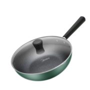 1日0点前300件！Midea 美的 MP-CJ28Wok311 麦饭石炒锅 28cm 墨绿色 1元包邮