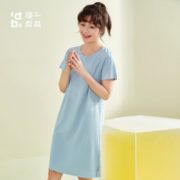 舒适透气！顶瓜瓜 女士纯棉居家短袖睡裙 多色
