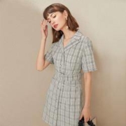 范思蓝恩 Z201149x 女士复古格纹连衣裙