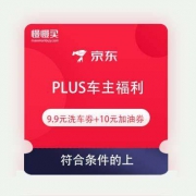 即享好券：京东 PLUS车主福利 9.9元洗车券+2张满100-10元加油券