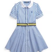 Polo Ralph Lauren 拉夫劳伦 女童条纹腰带衬衫裙