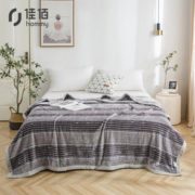 手感柔软细腻！hommy 佳佰 英伦条纹 加厚法兰绒毯子 150*200cm
