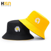 HXUN 小雏菊双面盆帽  黑黄