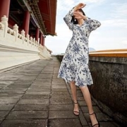 DUIBAI  对白  ADQ133Q  女士 复古碎花 中长款连衣裙