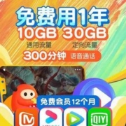 CHINA TELECOM 中国电信 福利卡 10G通用+30G定向+300分钟 赠送任意视频VIP会员12个月