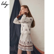 限尺码：Lily 119350C7290 女装印花 假两件连衣裙