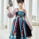十三余 小豆蔻儿 扇舞少女 国风刺绣拼接蝴蝶结齐胸连衣裙春