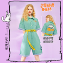 SEENFAAN ×西蒙的猫联名 BSL004 女士工装连体牛仔短裤