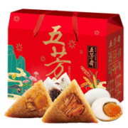 16点开始：五芳斋 端午节粽子礼盒装 喜庆五芳礼盒1400g（ 10粽子4咸鸭蛋）