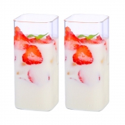 MINGSHANGDE 明尚德 透明玻璃 方形杯 400ml*2只