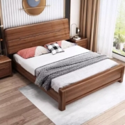 莫美尼  胡桃木实木床  1.5米/1.8米  单床 标准框架床