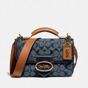24日0点：COACH 蔻驰 3630 B4RA3 女士经典蓝色LOGO印花帆布手提包