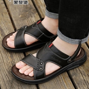 史低！品牌500强，头层牛皮：爱登堡 男士 真皮凉拖鞋