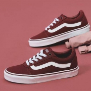【618预售】Vans范斯官方 复古车厘子色侧边条纹女鞋