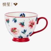 限地区：佳佰 悦笙 美式淡雅小红花系列 陶瓷马克杯 400ml*3件