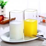 MINGSHANGDE 明尚德 透明玻璃 方形杯 400ml*2只