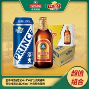 青岛啤酒 高端小棕金24瓶+王子啤酒12听