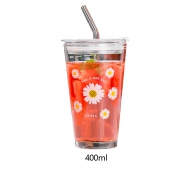 虾选  网红玻璃吸管杯  400ml